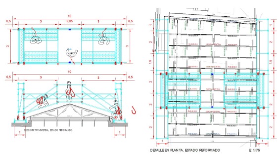 Estructura móvil para la remodelación de un lucernario en un edificio de arquitectura regionalista de José Espiau - Alquiansa